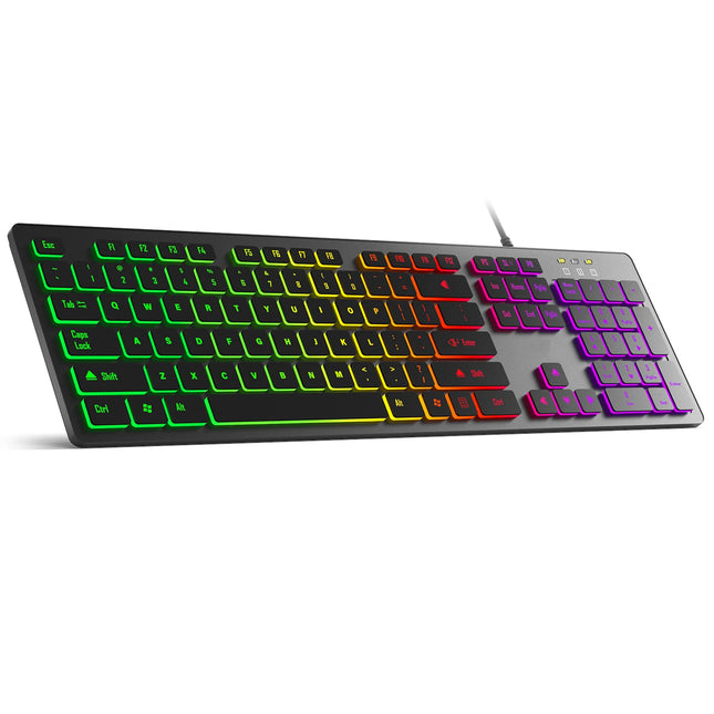 RGB Backlit Gaming Keyboard – Wired USB, Silent Keys