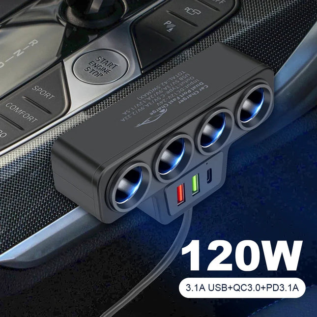 120W Car Phone Charger Cigarette Lighter Adapter PD 3.1A