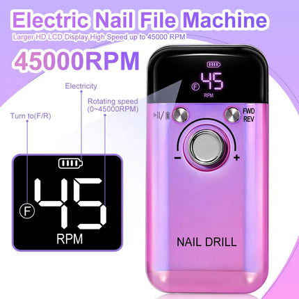 45,000 RPM Rechargeable Electric Nail Drill – Professional Portable Manicure Tool