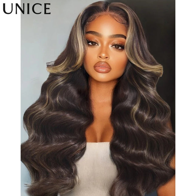 UNice Bye-Bye Knots 7x5 Lace Wig – Chocolate Brown with Highlights, Loose Wave”