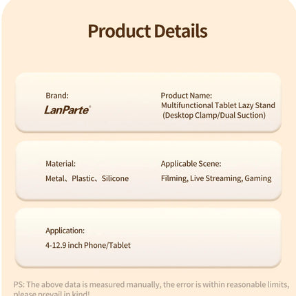 DIBELLAY – Support Tablette & Téléphone de Bureau Ultra Solide à Double Ventouse