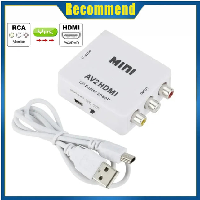RCA to HDMI Converter – 1080P AV to HDMI Adapter with USB
