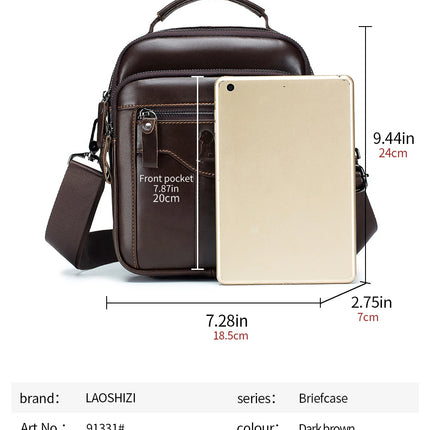 Men's crossbody bag, fashionable leather bag
