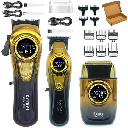 Kemei 1691 1677 T228 Kit Rechargeable Barber Hair Clippers Electric