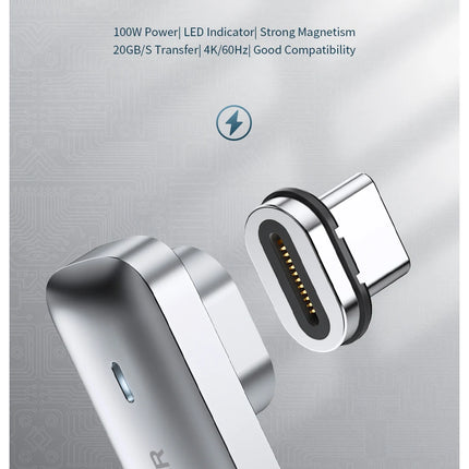 DIBELLAY Essager – Adaptateur Magnétique USB-C 100W PD, 20Gbps, 4K@60Hz