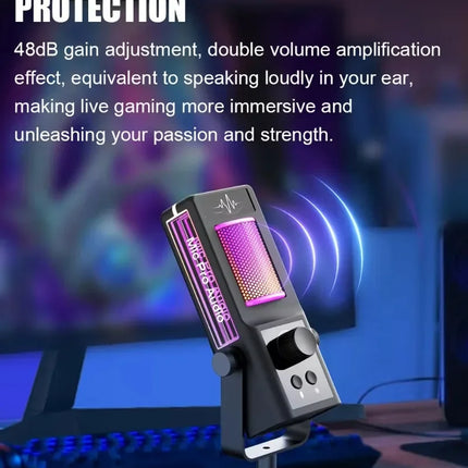 RGB Gaming Condenser Microphone with Noise Cancellation