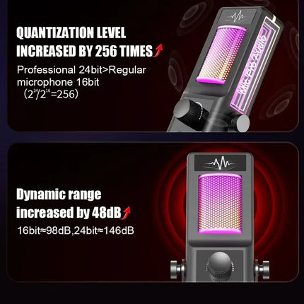 RGB Gaming Condenser Microphone with Noise Cancellation