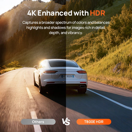 DIBELLAY 70mai T800E 4K 3-Channel Dash Cam – Front/Rear/Interior, Voice Control, 24h Parking, GPS,