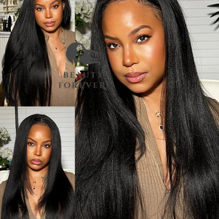 Beauty Forever EasiContour™  V Part Wig Yaki Straight 100% Virgin Human Hair Yaki Straight Human Hair Wig