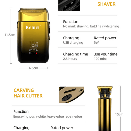 Kemei 2 in 1 Professional Electric Hair Clipper