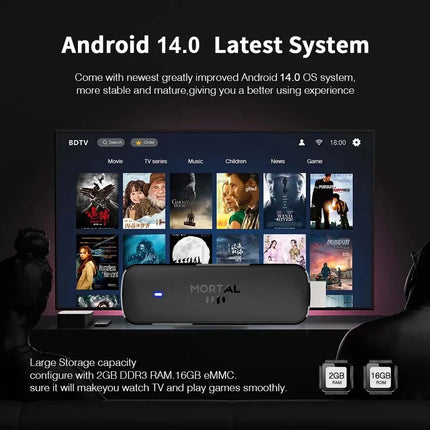 Mortal Q8 – TV Stick Android 14, Wi-Fi 6, BT 5.0, Google Assistant