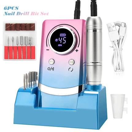 Professional 45,000 RPM Nail Drill Machine – Rechargeable & Low Noise