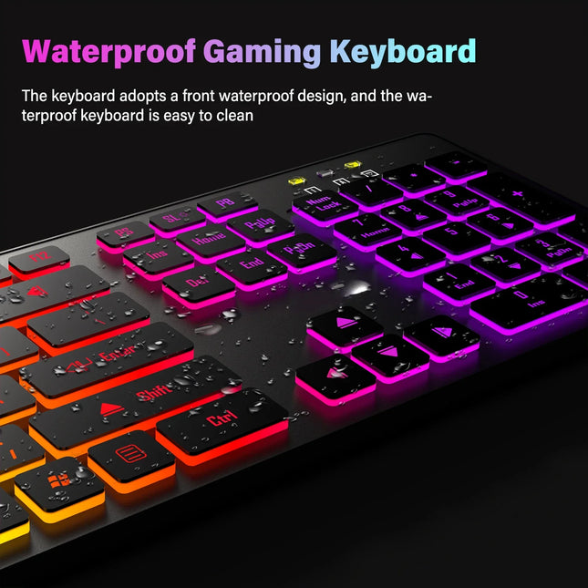 RGB Backlit Gaming Keyboard – Wired USB, Silent Keys