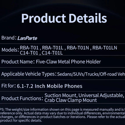 DIBELLAY LanParte – Support Téléphone Voiture 360° à Ventouse Métallique