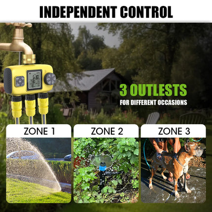 Insoma 3-Outlet Automatic Water Timer for Garden Irrigation