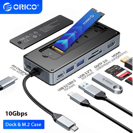 Boîtier SSD ORICO M.2 & Station d’accueil USB-C – 10Gbps, HDMI 4K, PD100W