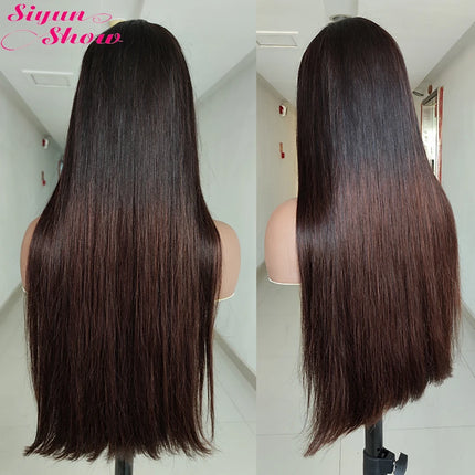 Ombre Brown Bone Straight Bob Wig – 100% Human Hair