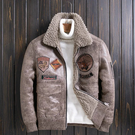 DIBELLAY Men’s Sheep Fleece Fur Jacket