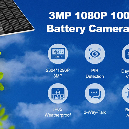Tuya 9000mAh Rechargeable Battery Solar WiFi Security Camera with Siren Alarm