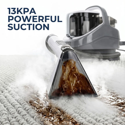 1300W Steam Carpet Cleaner 13kPa Suction 100°C Deep Stain Remover