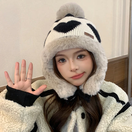 Women’s Heart Pom-Pom Beanie