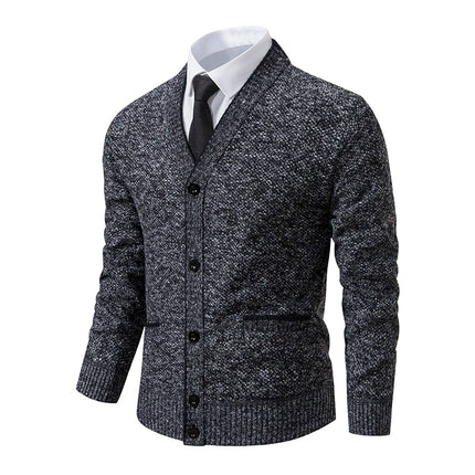 DIBELLAY Men’s V-Neck Knitted Cardigan – Autumn/Winter