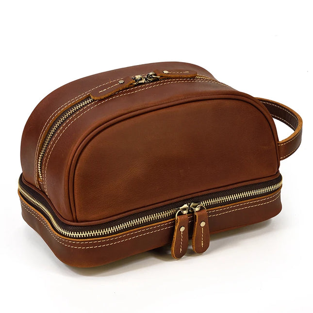 Cowhide Toiletry Bag Men Leather Cosmetic