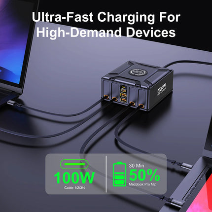 550W 7-in-1 GaN Charging Station with Retractable USB-C Cable