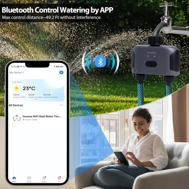 Insoma Automatic 2-Outlet Water Timer for Garden Irrigation & Sprinklers