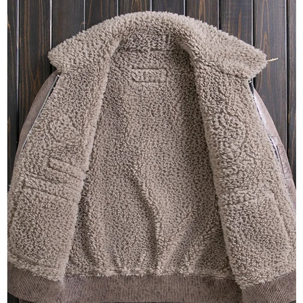 DIBELLAY Men’s Sheep Fleece Fur Jacket