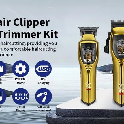 Kemei Professional Cordless Hair Clipper & Trimmer Set
