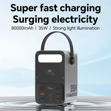 80000mAh Power Bank 35W PD Fast Charge with LCD Display