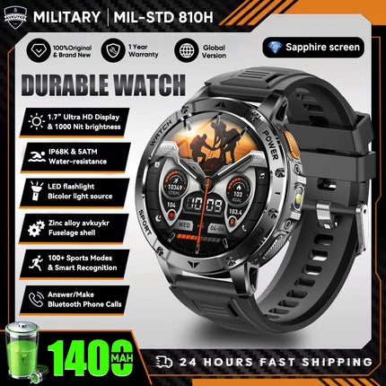 Military Sports Smart Watch with Flashlight