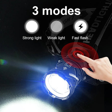8000LM Rechargeable LED Headlamp Type-C for Fishing & Outdoor