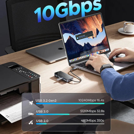 Boîtier SSD ORICO M.2 & Station d’accueil USB-C – 10Gbps, HDMI 4K, PD100W