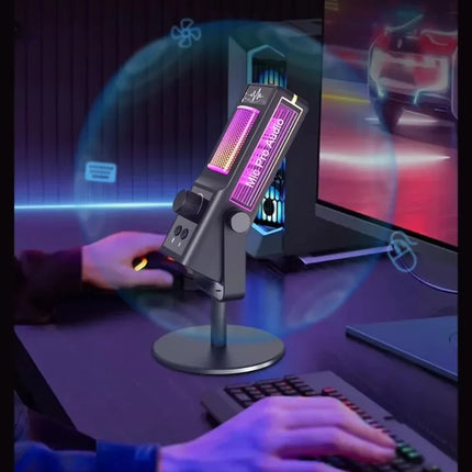 RGB Gaming Condenser Microphone with Noise Cancellation