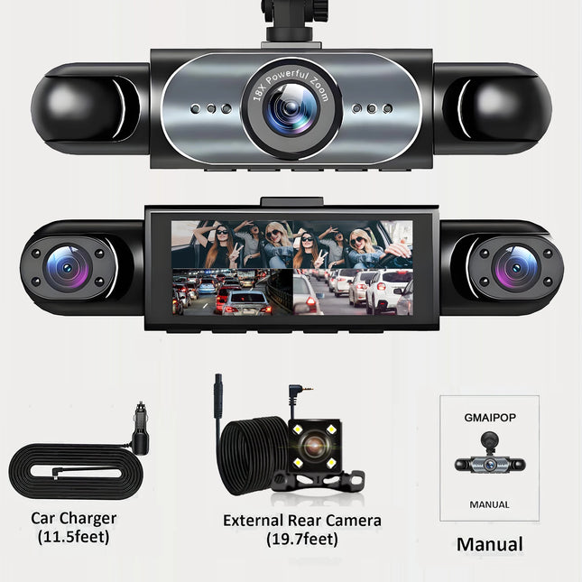 360° 4CH Car Dash Cam 24/7 Parking Monitor