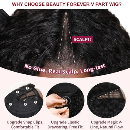 Beauty Forever EasiContour™  V Part Wig Yaki Straight 100% Virgin Human Hair Yaki Straight Human Hair Wig