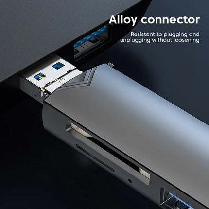 6-in-1 USB 3.0 Card Reader – Type-C & Micro USB OTG