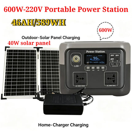 800W Portable Power Station 589Wh Solar Generator Backup Battery