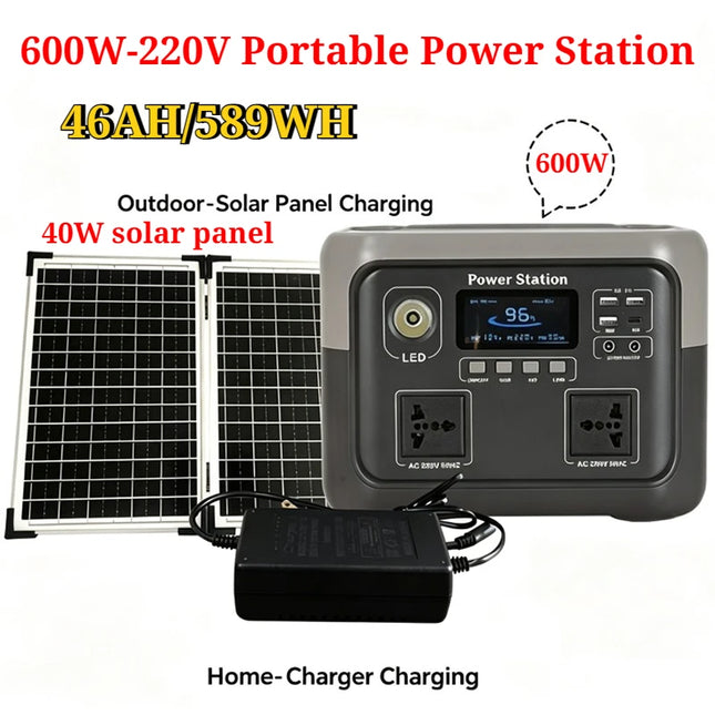800W Portable Power Station 589Wh Solar Generator Backup Battery