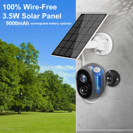 Tuya 9000mAh Rechargeable Battery Solar WiFi Security Camera with Siren Alarm