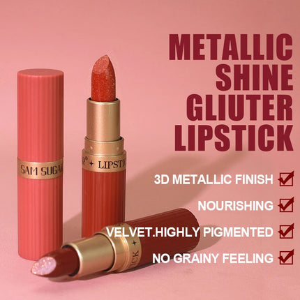 Pearlescent Pink Glitter Velvet Lipstick – Waterproof & Long Lasting
