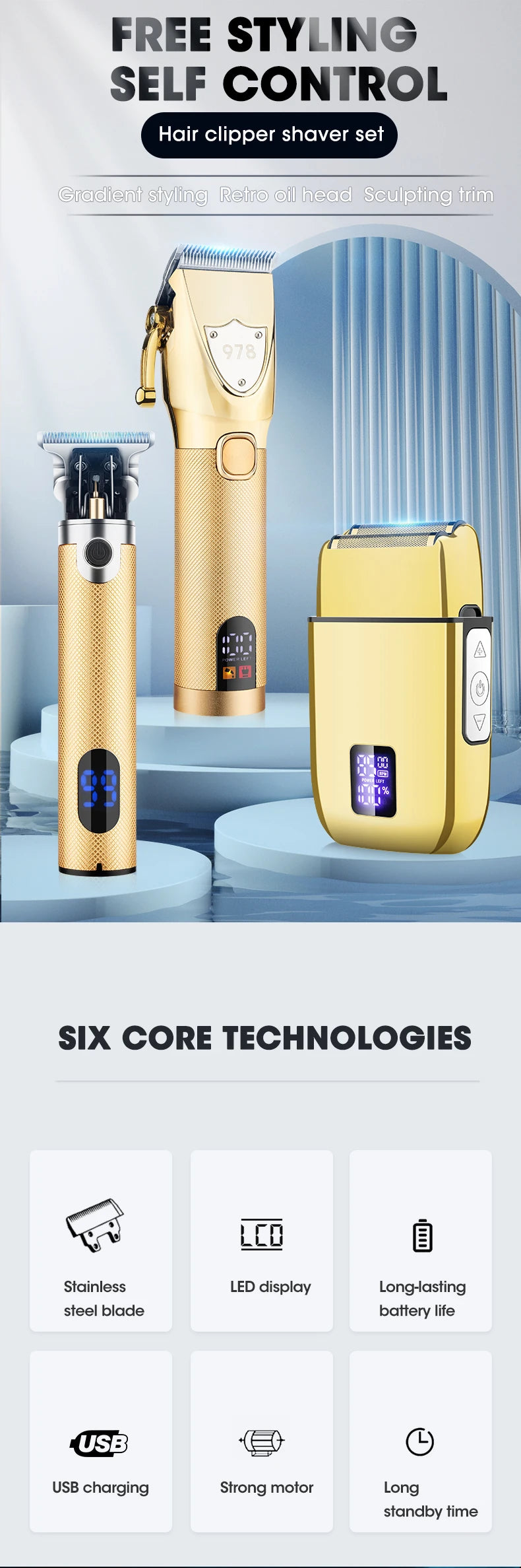 Professional 3-in-1 High-Power Hair Trimmer for Men