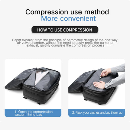 3Pcs Travel Vacuum Compression Backpack 17 inch Laptop