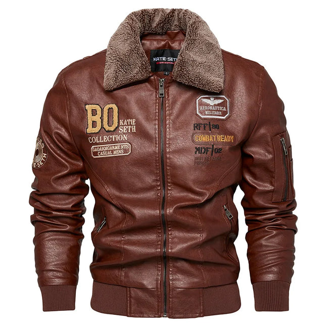 Leather Bomber Jacket Men