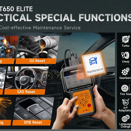 NT650 Elite OBD2 Automotive Scanner SAS A/F OIL EPB BRT TPS 26+ Reset Professional Auto Car Diagnostic Tool OBD2 Scanner