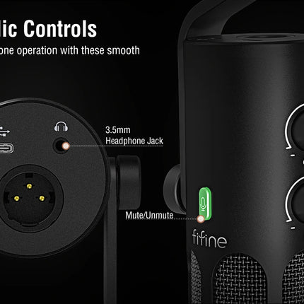 DIBELLAY FIFINE Tank3 USB/XLR Dynamic Microphone – Studio Podcasting, Noise Reduction, Premium Sound