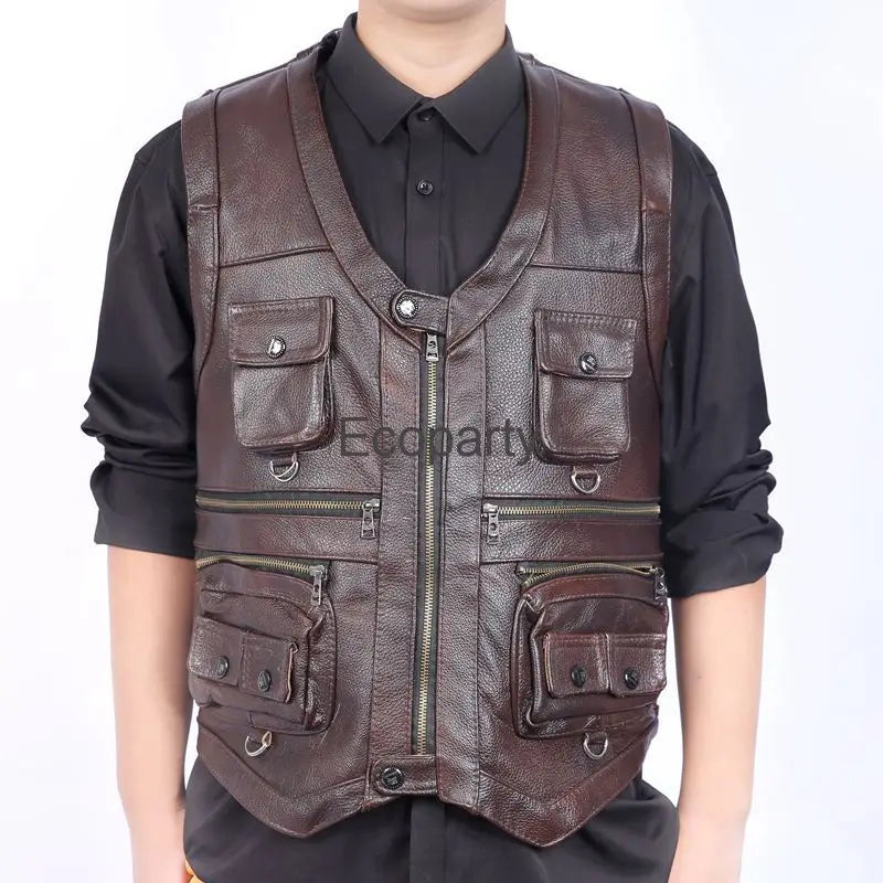 Autumn Winter Leather Vest Men's