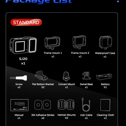 DIBELLAY SJCAM SJ20 4K Dual-Lens Action Camera – Anti-Shake, Waterproof, 5G WiFi, Touch Screen, Motion Detection